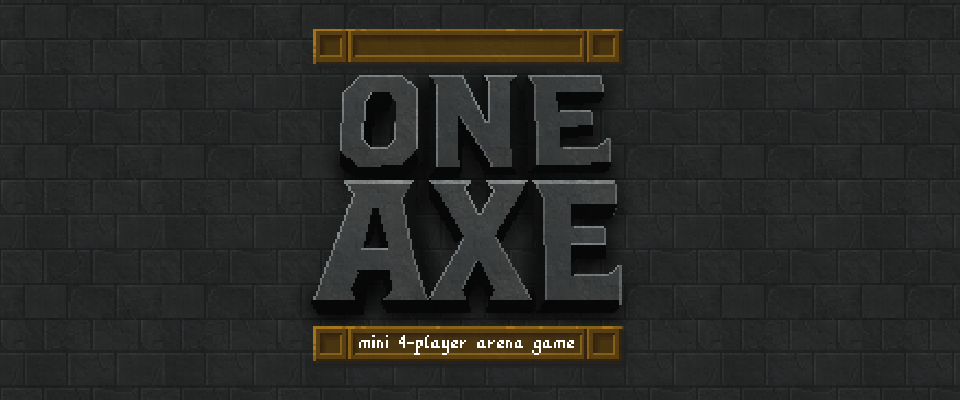One AXE title art: stone lettering on a brick wall